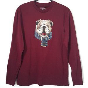 Club Room Red Plum Bulldog Scarf Graphic, S - NWT